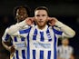 Brighton & Hove Albion's Aaron Connolly celebrates scoring against Swansea City in the EFL Cup on September 22, 2021