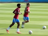 Alejandro Balde in training for Barcelona in July 2021