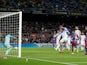 FC Barcelona's Ronald Araujo scores their first goal against Granada in La Liga on September 20, 2021