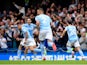 Manchester City's Gabriel Jesus celebrates scoring their first goal against Chelsea in the Premier League on September 25, 2021