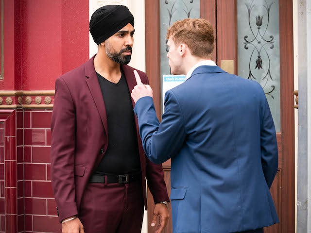 Kheerat and Jay on EastEnders on October 4, 2021