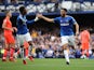 Everton's Andros Townsend celebrates scoring their first goal against Norwich City in the Premier League on September 25, 2021