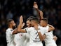Paris Saint-Germain (PSG) players celebrates scoring against Metz on September 22, 2021