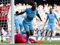 Manchester City's Raheem Sterling celebrates scoring a disallowed goal against Southampton on September 18, 2021