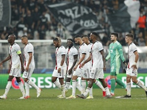 ISTANBUL, TURKEY - OCTOBER 25: players of Besiktas JK celebrate the win  during the Super Lig match between Besiktas and Galatasaray at Vodafone  Park on October 25, 2021 in Istanbul, Turkey (Photo