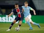 Paris St Germain's Kylian Mbappe in action with Manchester City's Kevin De Bruyne on April 28, 2021