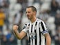 Juventus' Leonardo Bonucci celebrates scoring their second goal against Sampdoria on September 26, 2021