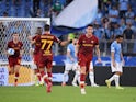Roma's Roger Ibanez celebrates scoring their first goal on September 26, 2021