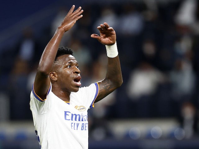Real Madrid's Vinicius Junior reacts on September 28, 2021