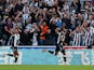 Newcastle United's Callum Wilson celebrates scoring their first goal on August 28, 2021