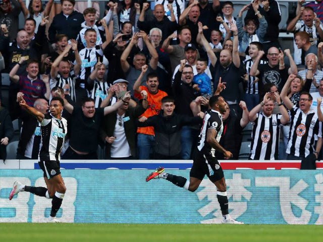 Newcastle United's Callum Wilson celebrates scoring their first goal on August 28, 2021