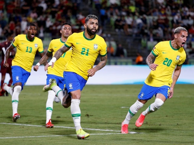 Brasileiro Gabriel Barbosa comemora gol contra a Venezuela em 7 de outubro de 2021