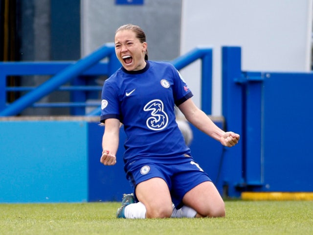 Fran Kirby celebrates scoring for Chelsea Women in May 2021