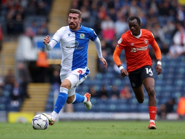 Blackburn Rovers' Joe Rothwell in action with Luton Town's Carlos Mendes Gomes on September 11, 2021