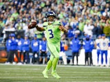 Russell Wilson in action for the Seattle Seahawks on October 8, 2021