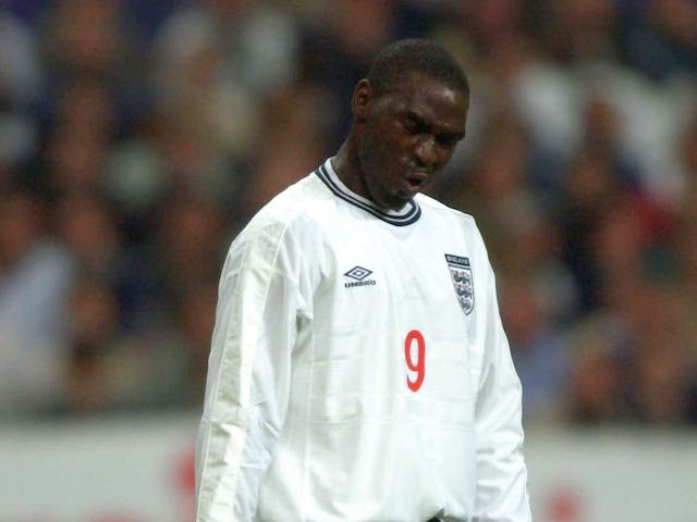 Andy Cole pictured for England in 2000