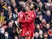 Liverpool's Sadio Mane celebrates scoring their first goal with Mohamed Salah on October 16, 2021