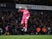 West Bromwich Albion's Sam Johnstone celebrates after Karlan Grant scores their first goal on October 15, 2021