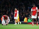 Arsenal players look dejected after Odsonne Edouard scores for Crystal Palace on October 18, 2021