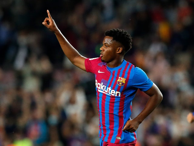 Ansu Fati in action for Barcelona in October 2021
