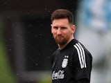 Lionel Messi in training for Argentina in October 2021