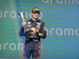 Red Bull Racing Honda driver Max Verstappen (33) of Team Netherlands celebrates winning the United States Grand Prix Race at Circuit of the Americas