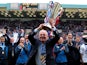 Rangers manager Walter Smith holds aloft the Scottish Premiership title on May 15, 2011