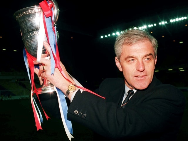 Rangers manager Walter Smith holds the Premier Division Trophy on April 28, 1992