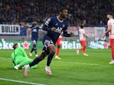 Paris Saint-Germain's Georginio Wijnaldum celebrates scoring against RB Leipzig on November 3, 2021