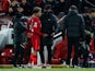 Roberto Firmino walks off injured for Liverpool in November 2021