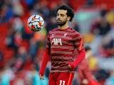 Mohamed Salah warms up for Liverpool in Octoberr 2021