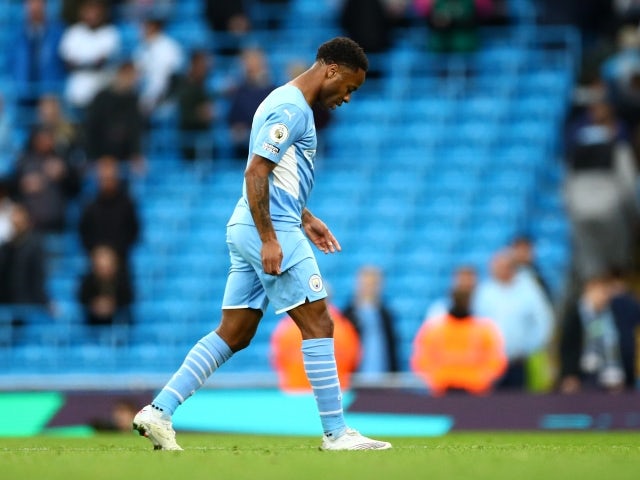 Manchester City's Raheem Sterling looks dejected after the match against Crystal Palace on October 30, 2021