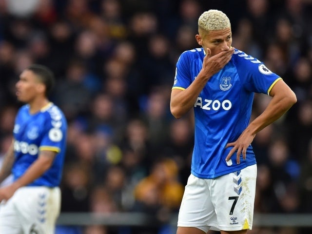 Everton's Richarlison looks dejected after Watford's Juraj Kucka scores their second goal, on October 23, 2021	