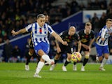 Brighton & Hove Albion's Leandro Trossard scores their first goal against Newcastle United in November 2021
