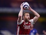 Calum Chambers in action for Arsenal in May 2021
