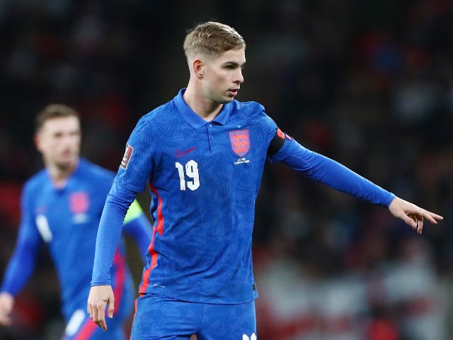 Emile Smith Rowe in action for England in November 2021