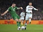 Republic of Ireland's Shane Duffy in action with Portugal's Cristiano Ronaldo on November 11, 2021
