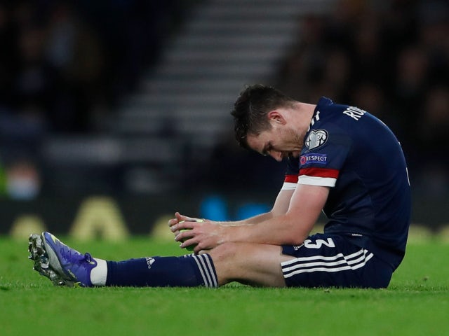 Andy Robertson goes down injured for Scotland in November 2021