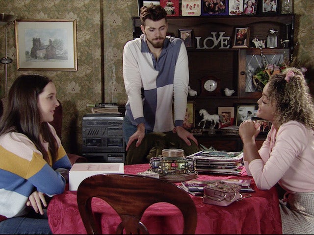 Amy, Curtis and Emma on the first episode of Coronation Street on November 29, 2021