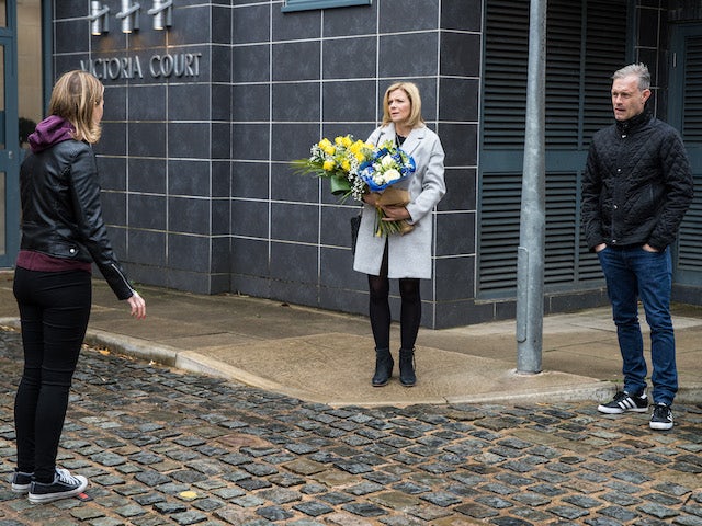 Abi, Leanne and Nick on the first episode of Coronation Street on November 26, 2021