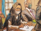 Sketch of Ghislaine Maxwell at a pre-trial hearing on November 1, 2021