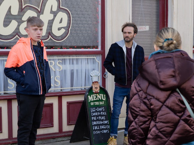 Max and David on the first episode of Coronation Street on December 10, 2021