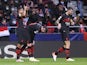 AC Milan's Junior Messias celebrates scoring their first goal on November 24, 2021