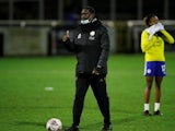 Leicester City ambassador Emile Heskey on the pitch before the match, February 3, 2021