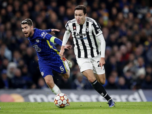 Juventus attacker Federico Chiesa in action against Chelsea on November 23, 2021