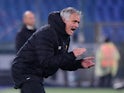 Roma coach Jose Mourinho reacts on November 25, 2021