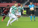 Celtic's Josip Juranovic scores their first goal from the penalty spot on November 25, 2021