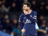 Paris Saint Germain's (PSG) Lionel Messi looks dejected on November 24, 2021