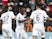 Rennes' Jeremy Doku celebrates scoring their second goal with teammate on November 28, 2021