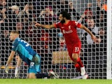  Liverpool's Mohamed Salah celebrates scoring their third goal, November 20, 2021